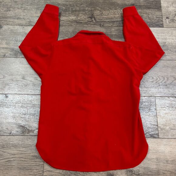 Vintage 60s/70s Pendleton Virgin Wool Red Flannel Shirt Leather Elbow Patches XL - Picture 6 of 8